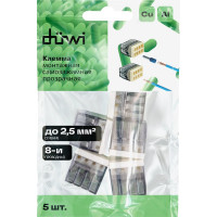 Монтажные клеммы duwi прозрачные СМК 772-208, 0,5-2,5мм2, прозрачная, 5 шт. 26733 1