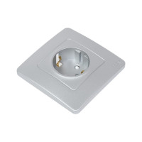Розетка Systeme Electric Blanca внутр Алюминий с/з со шторками, 16А, 250В SE BLNRS001113