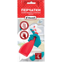 Хозяйственные латексные перчатки Komfi БИКОЛОР L, синий+желтый 120786