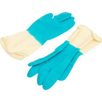 Хозяйственные латексные перчатки Komfi БИКОЛОР L, синий+желтый 120786