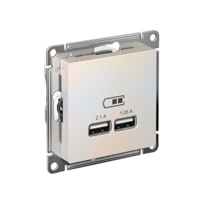 2-местная USB розетка Systeme Electric AtlasDesign Жемчуг 5В, 2,1 А ATN000433