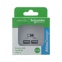 2-местная USB розетка Systeme Electric AtlasDesign Жемчуг 5В, 2,1 А ATN000433