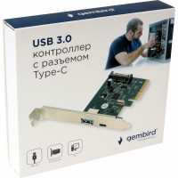 Контроллер USB в PCI-express Gembird порты: 2 внешних USB 3.1 Type-C и Type-A SPCR-02