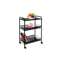 Этажерка / Стеллаж для хранения ЗМИ Ладья 33КС / 3 полки / с колёсами / цвет черный Э 356 Ч Э 356  Ч