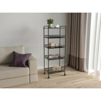 Этажерка  Стеллаж для хранения ЗМИЛадья 35КС  4 полки  с колёсами  цвет черный Э 410 Ч Э 410  Ч