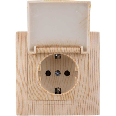 Розетка TDM ELECTRIC 2П+З 16А 250В IP44 с крышкой сосна серии "Лама" SQ1815-0326
