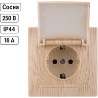 Розетка TDM ELECTRIC 2П+З 16А 250В IP44 с крышкой сосна серии "Лама" SQ1815-0326