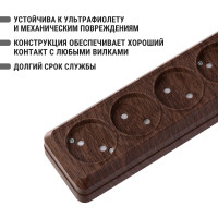 Розетка TDM ELECTRIC 4-х местная горизонтальная 2П открытой установки IP20 10A с защитными шторками бук, серия "Ладога" SQ1801-0329