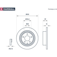 Тормозной диск задний Nissan Qashqai I 07- / Juke I 10- / X-Trail I, II 01-, Renault Koleos MARSHALL M2000458