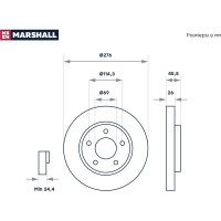 Тормозной диск передний Mitsubishi Lancer X 07- / ASX 10-, Dodge Caliber 06- MARSHALL M2000444