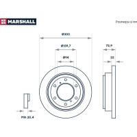 Тормозной диск задний Mitsubishi Pajero III, IV 00- MARSHALL M2000574