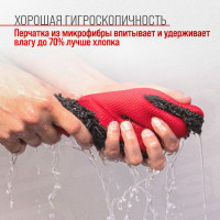 Варежка-перчатка SKYWAY микрофибра 23х27 см, шиншилла с сеткой скрапер S00903002