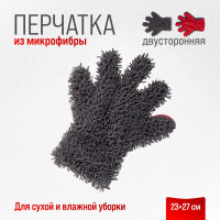 Варежка-перчатка SKYWAY микрофибра 23х27 см, шиншилла с сеткой скрапер S00903002