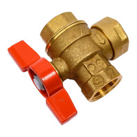 Шаровой кран Giacomini, R701, 3/4", ручка-бабочка красная, нехромированный, со встроенным фильтром R701FY024