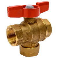 Шаровой кран Giacomini, R701, 3/4", ручка-бабочка красная, нехромированный, со встроенным фильтром R701FY024