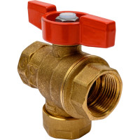 Шаровой кран Giacomini, R701, 3/4", ручка-бабочка красная, нехромированный, со встроенным фильтром R701FY024