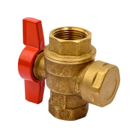 Шаровой кран Giacomini, R701, 3/4", ручка-бабочка красная, нехромированный, со встроенным фильтром R701FY024