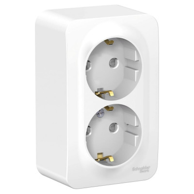 Розетка Systeme Electric BLANCA О/У двойная, с заземлением, со шторками, белый BLNRA011201