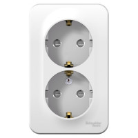 Розетка Systeme Electric BLANCA О/У двойная, с заземлением, со шторками, белый BLNRA011201