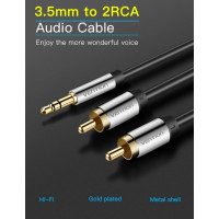 Аудио кабель Vention Jack 3,5 mm M/2RCA M - 3 м, чёрный P550AC300-S