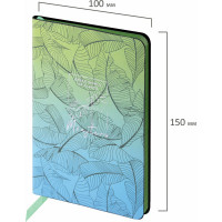 Блокнот BRAUBERG VISTA Monstera малый формат 100x150 мм А6, под кожу гибкий, тиснение фольга 80 листов 112093