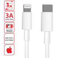 Кабель SONNEN USB Type-C-Lightning с поддержкой быстрой зарядки для iPhone, белый, 1м, медный 513612