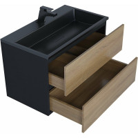 Подвесная тумба под раковину для ванной uperwood Barsa_80 см, черная/дуб сонома 293020539