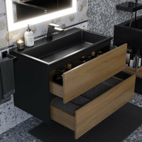 Подвесная тумба под раковину для ванной uperwood Barsa_80 см, черная/дуб сонома 293020539