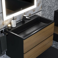 Подвесная тумба под раковину для ванной uperwood Barsa_80 см, черная/дуб сонома 293020539