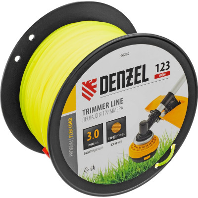 Леска FLEX CORD круглая 3 мм, 123 м, на DIN катушке для триммера Denzel 96282