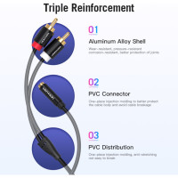 Аудио кабель Vention Jack 3,5 mm F/2RCA M - 1м, чёрный VAB-R01-S100