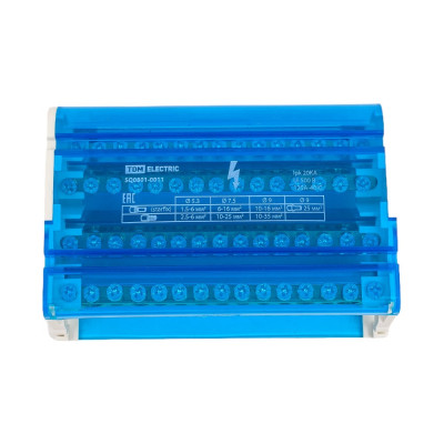 Шина TDM ELECTRIC N нулевая на DIN-рейку в корпусе 4х15групп SQ0801-0011