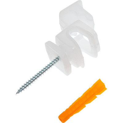 Держатель круглого проводника EZETEK 6-8мм прозрачный, высота 16мм, пластик с дюбелем 38мм 70058