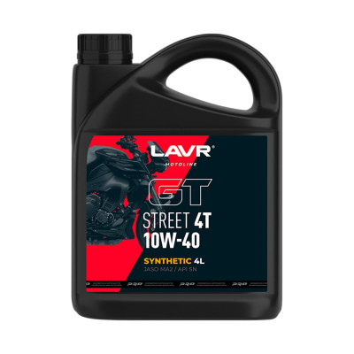 Моторное масло для мотоциклов GT STREET 4T 10W-40, 4 л LAVR Ln7726