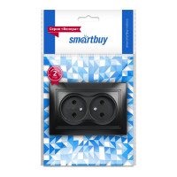 Розетка Smartbuy 2-местная без заземления 10А черная, Венера SBE-01b-10-S2-N-c