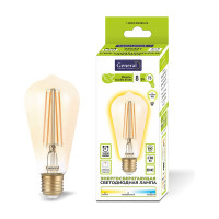 Светодиодная лампа General Lighting Systems Филамент прозрачный золотой E27 8Вт 750Лм 2700К Теплый белый свет Труба GLDEN-ST64S-8-230-E27-2700 655301