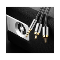 Аудио кабель Vention Jack 3,5 mm M/2RCA M - 3 м, чёрный P550AC300-S