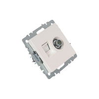 Двойная розетка IEK Brite tv+rj45 ртв/рк12-брж категория 5e, жемчуг BR-AK20-1-K36