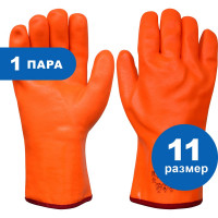 Трикотажные перчатки ARCTICUS х/б, с ПВХ, оранжевые, нефтеморозостойкое покрытие, р.11 1602300 W-111
