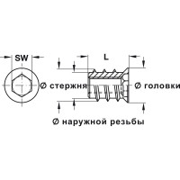 Ввинчиваемая муфта Hafele оцинкованная M6/10,0x24 мм 030.10.867