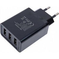 Сетевое зарядное устройство VENTION на 3 порта USB 2.4A, черный, 1 шт. FEAB0-EU
