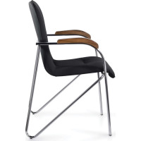 Кресло BRABIX Samba Cf-105 Box-2 хромированный каркас, накладки орех, кожзам черный 532761
