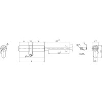 Цилиндровый механизм под вертушку KALE KILIT, длинный шток, 164 SX/76, 40+10+26 мм, латунь, 5 ключей27315