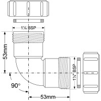 Отвод McAlpine на 90 градусов, компрессионный, Ду=32мм х Ду=32мм., цвет белый 32A-WH