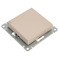 Розетка Systeme Electric Atlasdesign песочный, с заземлением, со шторками, с крышкой, 16а ATN001246