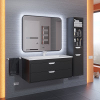Зеркало для ванной с подсветкой Uperwood Modul_80х80 см, бесконтактный сенсор, антизапотевание, черное, холодная подсветка 3049345672