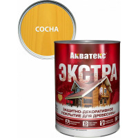 Защитно-декоративное покрытие для дерева АКВАТЕКС ЭКСТРА полуглянцевое, сосна, 0.8 л 259776
