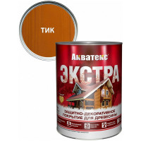 Защитно-декоративное покрытие для дерева АКВАТЕКС ЭКСТРА полуглянцевое, тик, 0.8 л 259777