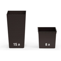 Напольное кашпо ЗПИ «Альтернатива» Ротанг 230x220x415 мм, со вставкой, мокко М8850