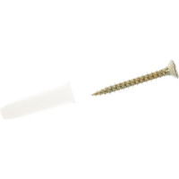 Набор белый дюбель Качественный КРЕПЕЖ 8х35+ш.ж 5х40, 60 шт. 0500989 КЧ